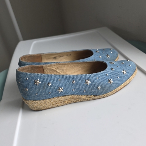 Vintage Stuart Weitzman Blue Jean Star Wedges Size 7.5 - Picture 2 of 9